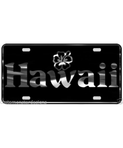 Hawaii Hibiscus Flower License Plate Aloha Chrome & Regular Vinyl Choice S14