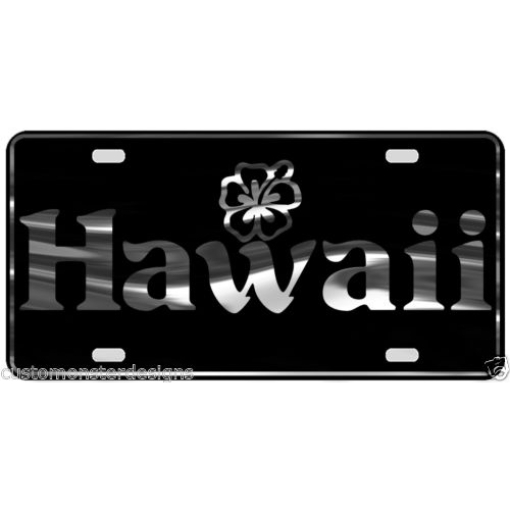 Hawaii Hibiscus Flower License Plate Aloha Chrome & Regular Vinyl Choice S14