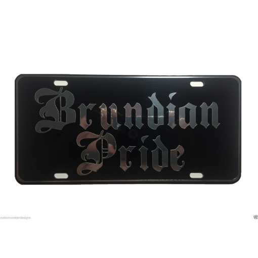 Brundian Pride License Plate All Mirror Plate & Chrome and Regular Vinyl Choice