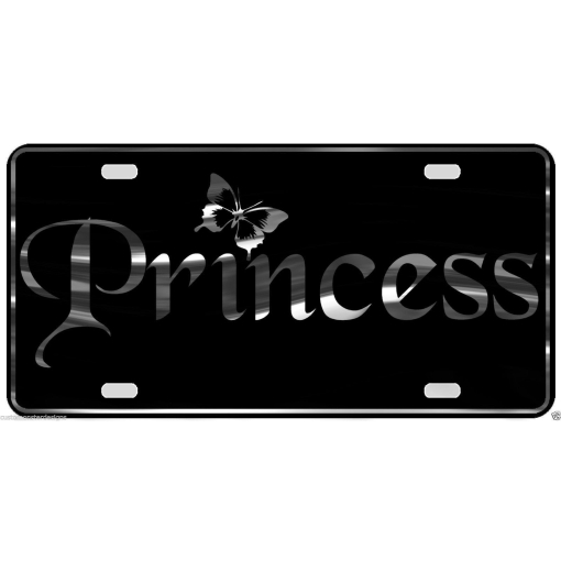 Princess License Plate Girly Girl Cute Spoiled Chrome & Regular Vinyl Choices