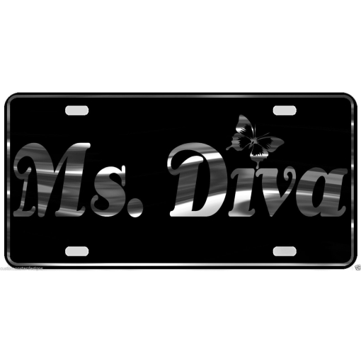 Ms. Diva License Plate Girly Girl Cute Love S2 Chrome & Regular Vinyl Choices