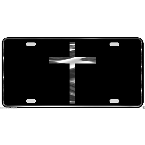 Latin Cross License Plate Christianity Religious Chrome & Regular Vinyl Choices