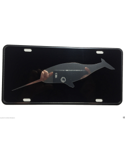 Narwhal License Plate Narwhale Swimming Fishing Chrome and Regular Vinyl Choices
