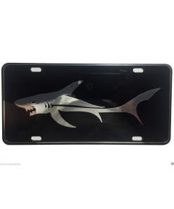 Shark License Plate Swimming Fishing S1 Chrome and Regular Vinyl Choices