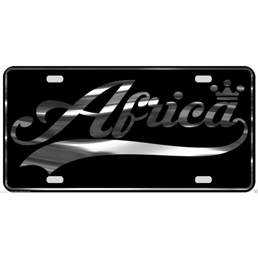 Africa License Plate All Mirror Plate & Chrome and Regular Vinyl Choices