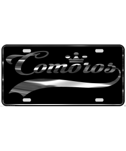 Comoros License Plate All Mirror Plate & Chrome and Regular Vinyl Choices