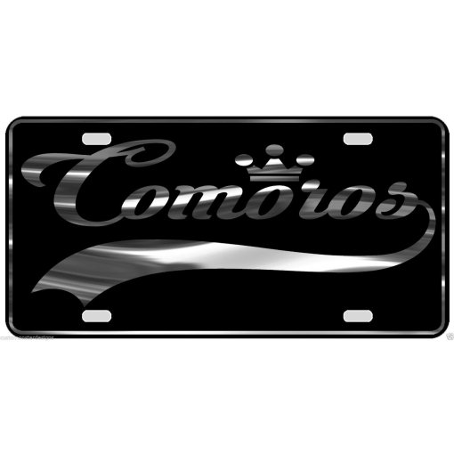 Comoros License Plate All Mirror Plate & Chrome and Regular Vinyl Choices