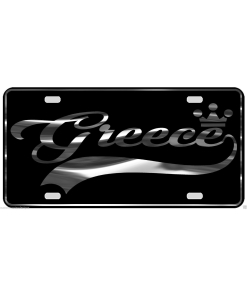 Greece License Plate All Mirror Plate & Chrome and Regular Vinyl Choices