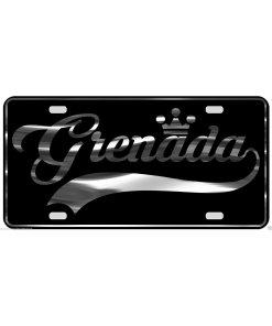 Grenada License Plate All Mirror Plate & Chrome and Regular Vinyl Choices