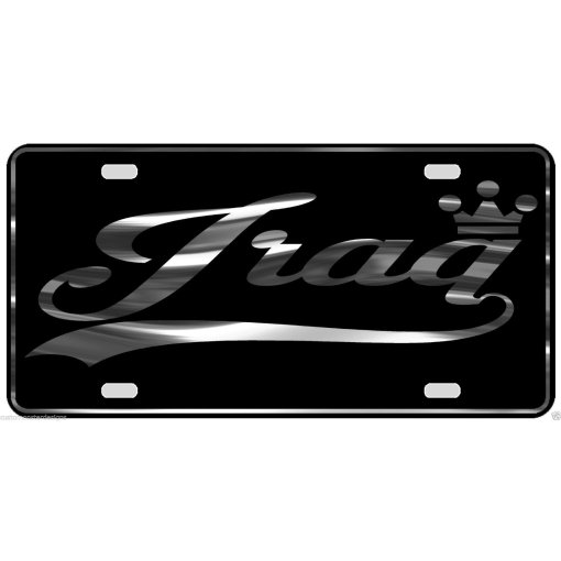 Iraq License Plate All Mirror Plate & Chrome and Regular Vinyl Choices