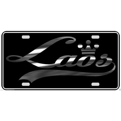 Laos License Plate All Mirror Plate & Chrome and Regular Vinyl Choices