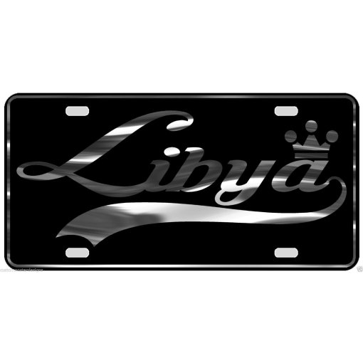 Libya License Plate All Mirror Plate & Chrome and Regular Vinyl Choices
