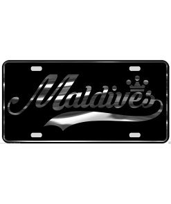 Maldives License Plate All Mirror Plate & Chrome and Regular Vinyl Choices