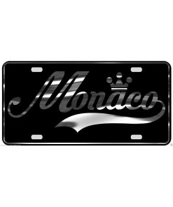 Monaco License Plate All Mirror Plate & Chrome and Regular Vinyl Choices