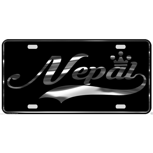 Nepal License Plate All Mirror Plate & Chrome and Regular Vinyl Choices