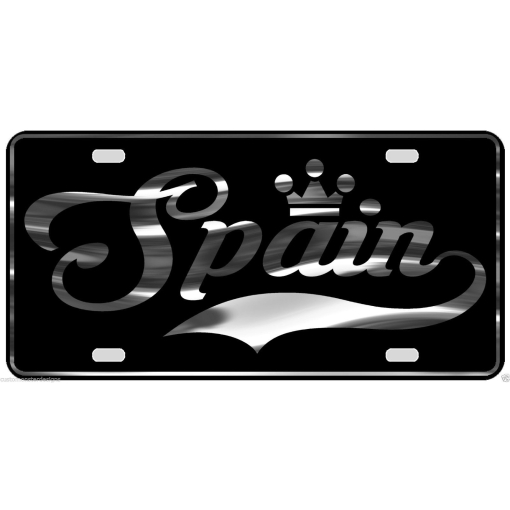 Spain License Plate All Mirror Plate & Chrome and Regular Vinyl Choices