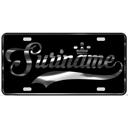 Suriname License Plate All Mirror Plate & Chrome and Regular Vinyl Choices