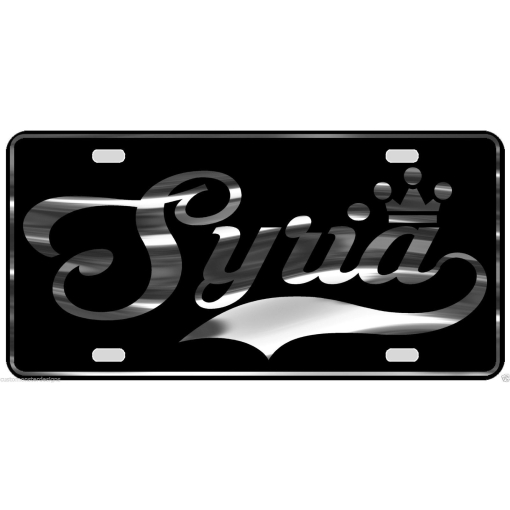 Syria License Plate All Mirror Plate & Chrome and Regular Vinyl Choices