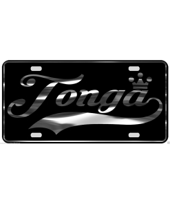Tonga License Plate All Mirror Plate & Chrome and Regular Vinyl Choices