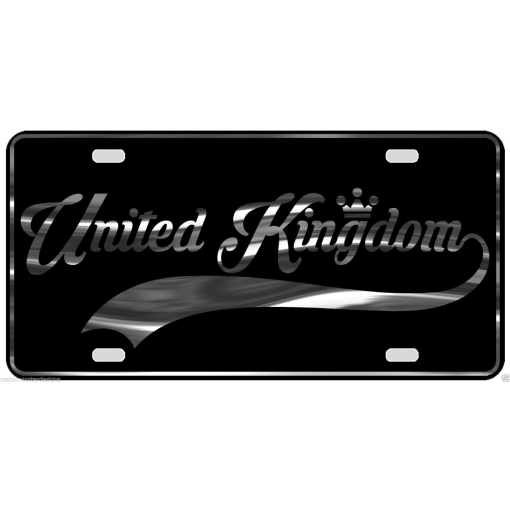 United Kingdom License Plate All Mirror Plate & Chrome and Regular Vinyl Choices