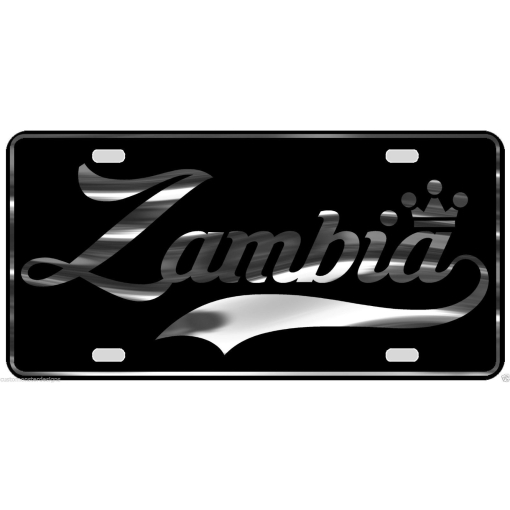 Zambia License Plate All Mirror Plate & Chrome and Regular Vinyl Choices