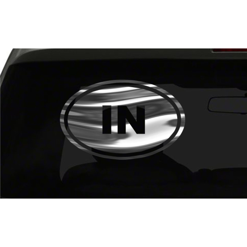 IN Sticker Indiana State oval euro all chrome & regular vinyl color choice