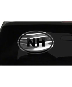 NH Sticker New Hampshire oval euro chrome & regular vinyl color choices