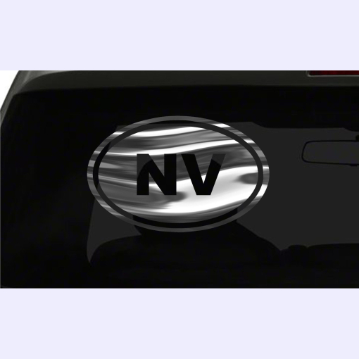 NV Sticker Nevada State oval euro chrome & regular vinyl color choices