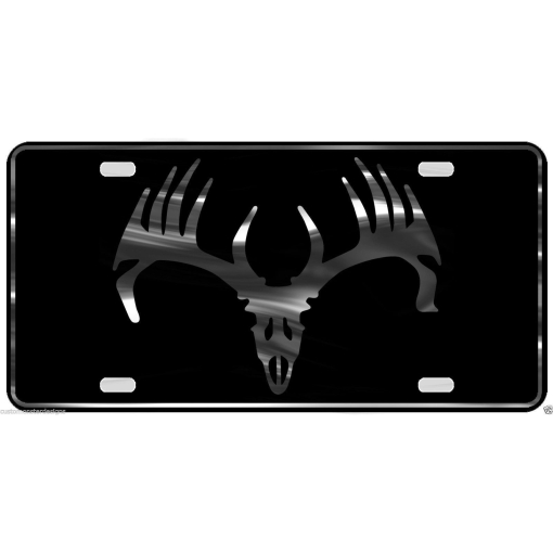Deer Skull License Plate Hunting Deer Outdoors Chrome and Regular Vinyl Choices