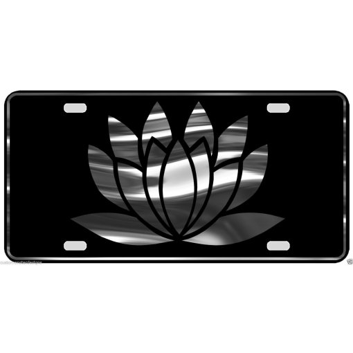 Lotus Flower License Plate Buddhism Religious S3 Chrome & Regular Vinyl Choice