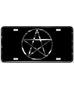 Pentacle License Plate Pentagram Religious Chrome & Regular Vinyl Choices