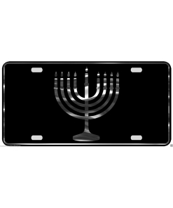 Menorah License Plate Judaism Hanukkah Religious Chrome & Regular Vinyl Choices