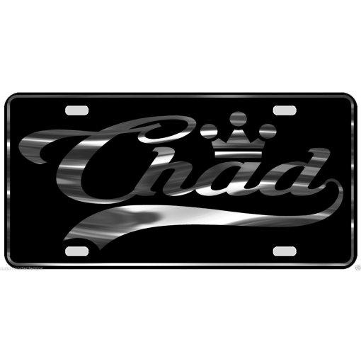 Chad License Plate All Mirror Plate & Chrome and Regular Vinyl Choices