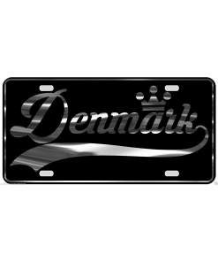 Denmark License Plate All Mirror Plate & Chrome and Regular Vinyl Choices