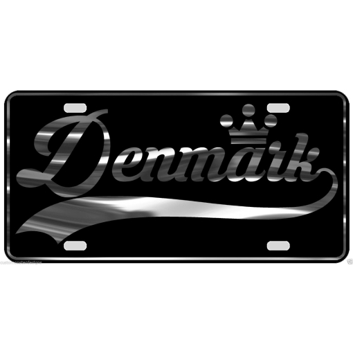 Denmark License Plate All Mirror Plate & Chrome and Regular Vinyl Choices