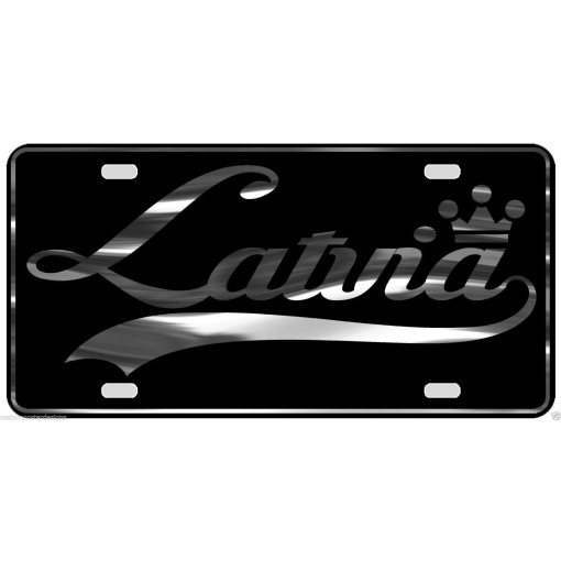 Latvia License Plate All Mirror Plate & Chrome and Regular Vinyl Choices
