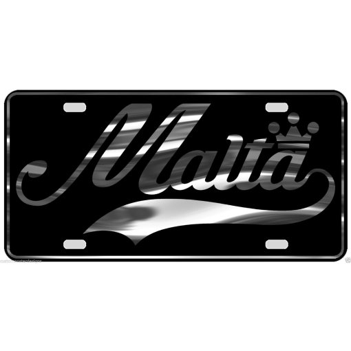 Malta License Plate All Mirror Plate & Chrome and Regular Vinyl Choices