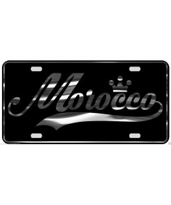 Morocco License Plate All Mirror Plate & Chrome and Regular Vinyl Choices