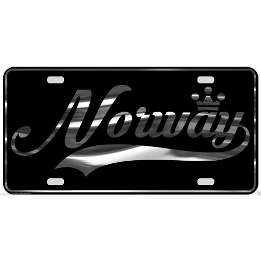 Norway License Plate All Mirror Plate & Chrome and Regular Vinyl Choices