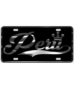 Peru License Plate All Mirror Plate & Chrome and Regular Vinyl Choices