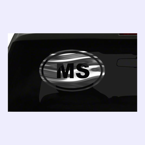 MS Sticker Mississippi State oval euro all chrome & regular vinyl color choices