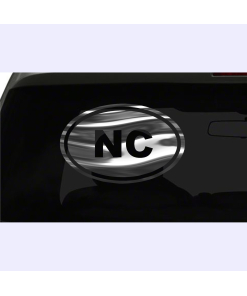 NC Sticker North Carolina State oval euro chrome & regular vinyl color choices