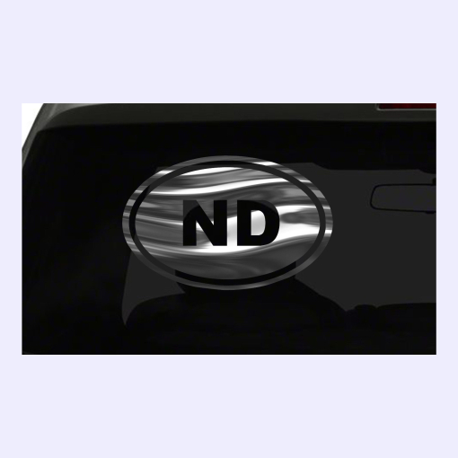ND Sticker North Dakota State oval euro chrome & regular vinyl color choices