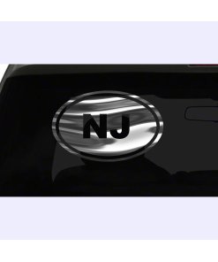 New Jersey Sticker NJ State oval euro chrome & regular vinyl color choices