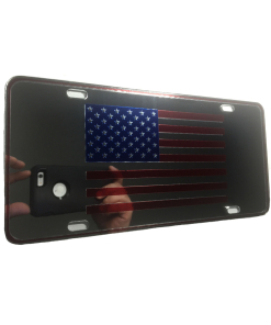 US Flag American Flag Mirrored Aluminum License Plate S7