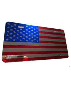 US American Flag Mirrored Aluminum License Plate S6