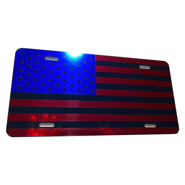 American flag on black license plate