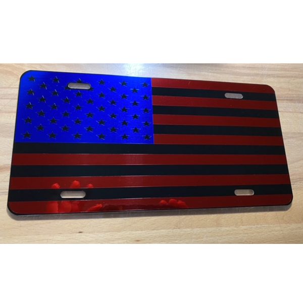 American flag on black license plate