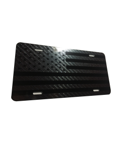 US American Flag Heavy Duty Aluminum License Plate Max Stealth Tactical Carbon Fiber Black on Black S11