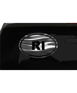 RI Sticker Rhode Island oval euro chrome & regular vinyl color choices